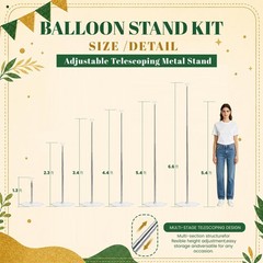Balloon Column Stand Set of 4, 6.6ft Adjustable Balloon Arch Stand for Floor …