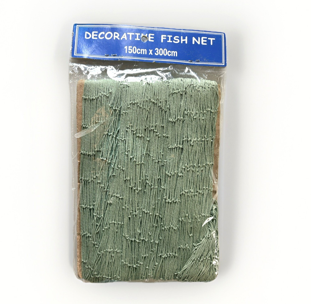 Decorative Fish Net Green 5ft x 10ft Photo Backdrop Shell Display Nautical Tiki