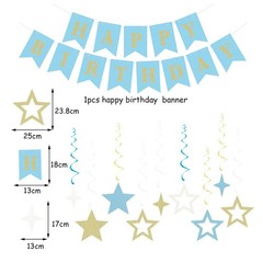 Light-Dusty Blue Beige-Champagne Party-Decorations – 19pcs Boho Neutral Strea…