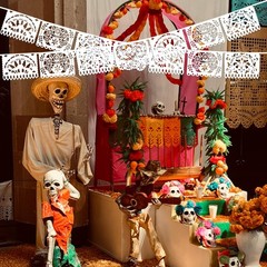 White Papel Picado Banner, 33ft Plastic Mexican Flag with 5 Designs, Fiesta D…