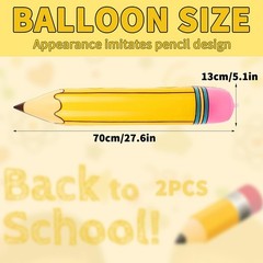 Yellow Pencil Balloons Back to School Foil Balloon 27» Inflatable Pencil Bal…