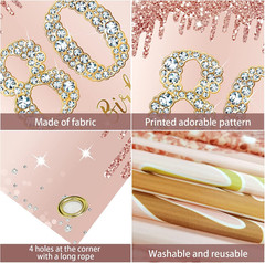 Happy 80Th Birthday Banner Backdrop Decorations for Women, Rose Gold 80