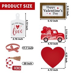 Valentine’s Day Tiered Tray Decor Set – 5 Pcs Heart 4.72×3.35 inches, Red