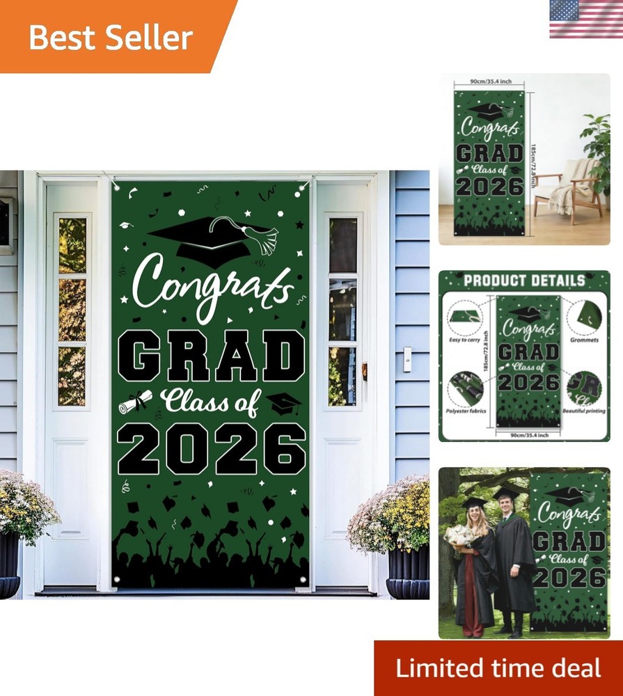 2026 Graduation Decorations, Congrats Grad Class of 2026 Door Cover-73x36Inch…