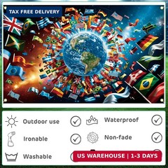 World Cup Backdrop 2026 43×71 Inches Multiple Flags Design Backdrop Stadium Atmo