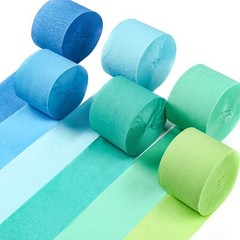 Crepe Paper Streamers 6 Rolls 492ft Pack of Blue Pastel Blue Green Lime