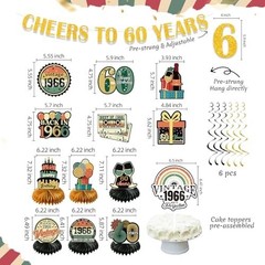 60th Birthday Party Decorations Set – Vintage 1966 Banner, Balloons, Cake Topper