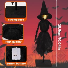 Witch Decorations Indoor 3pcs Primitive Halloween Witch on Wooden Stand