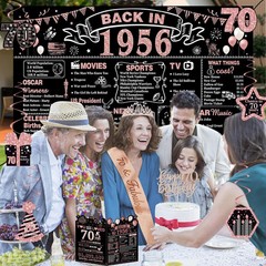 70th Birthday Decorations for Women,32PCS Back in 1956 Birthday Party Decoration