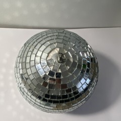Silver Mirrored Disco Ball Hanging Party Decoration Retro Glass Plastic Check