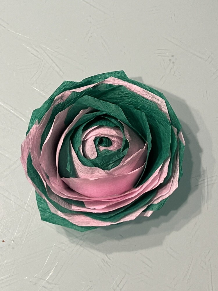 6 Crepe Paper Flowers Wicked Themed Pink & Green Party Decor Streamer 2” Inch