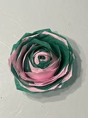 6 Crepe Paper Flowers Wicked Themed Pink & Green Party Decor Streamer 2” Inch