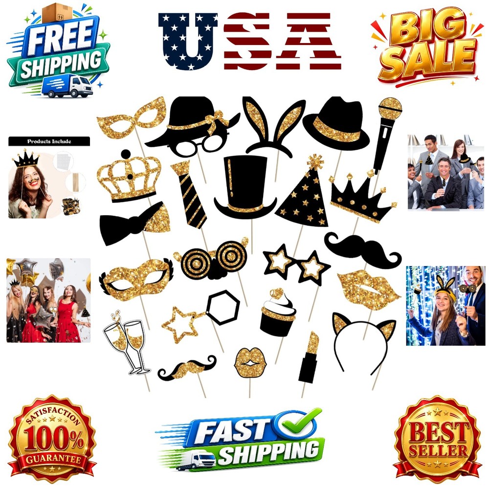 24 Pcs Funny Photo Booth Props Birthday Wedding Family Class Reunion Prom Dis…