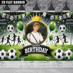1pc 2D Personalized Custom Name Text Number Soccer Party Banner Football Decor♪