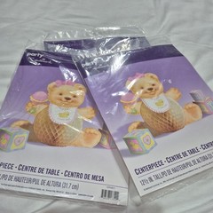 Lot of three party express from Hallmark 12 1/2” Bear baby girl centerpieces.