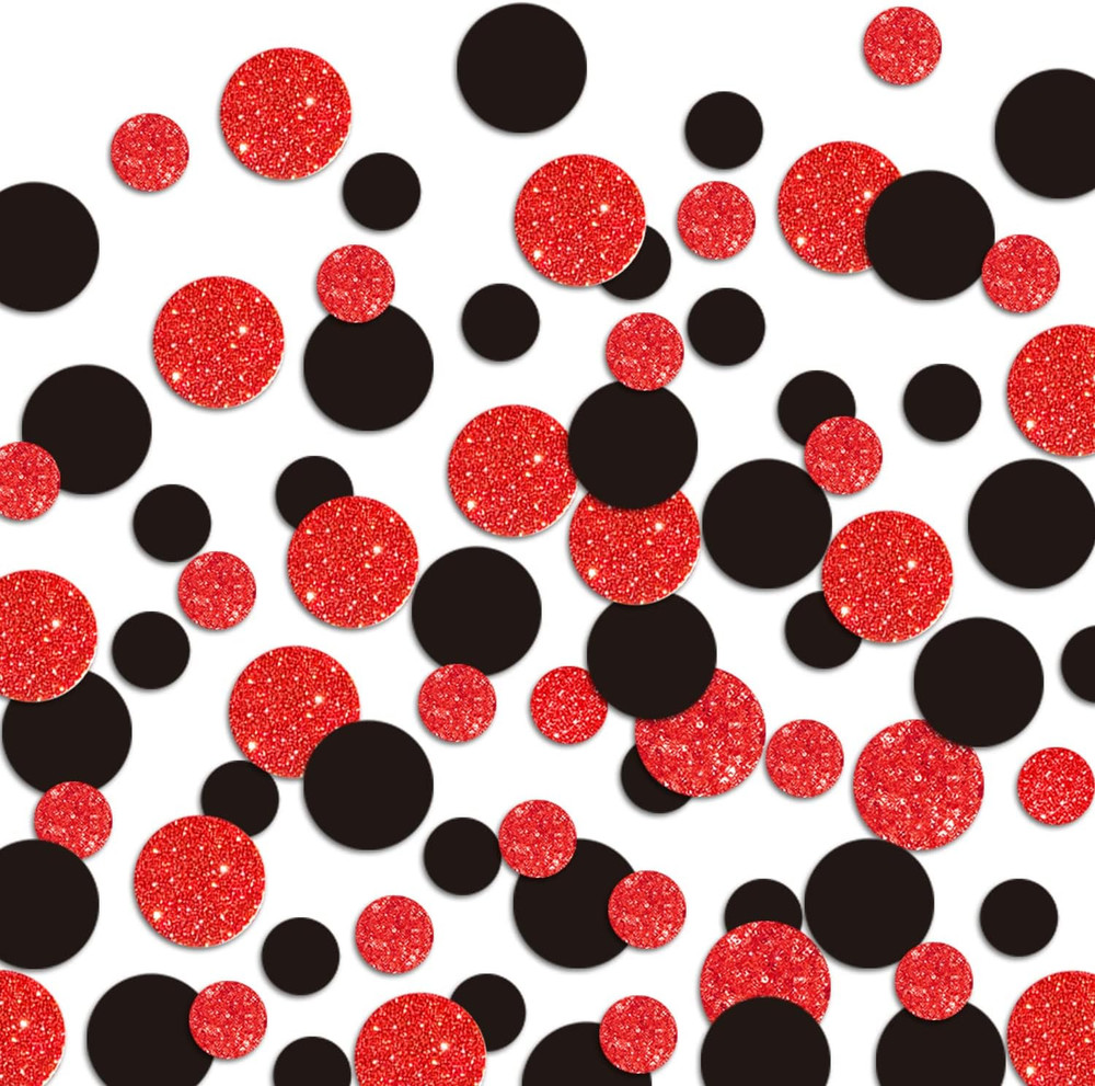 Party Confetti Glitter Table Decorations Red Black Dots Scatter Supplies Anniver