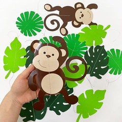 Monkey Palm Leaves Cutouts Garland Jungle Party Decorations Monkeys