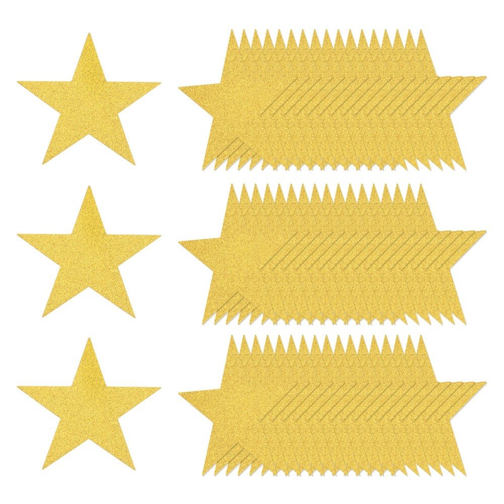 80 Pcs Glitter Star Cutouts 5 Inch Star Shape Glitter Paper Golden