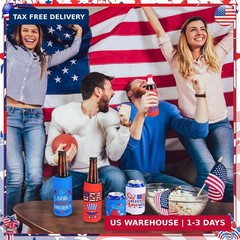 8 PCS Patriotic Can Cooler Sleeves Bulk Independence Day Decorations American Fl