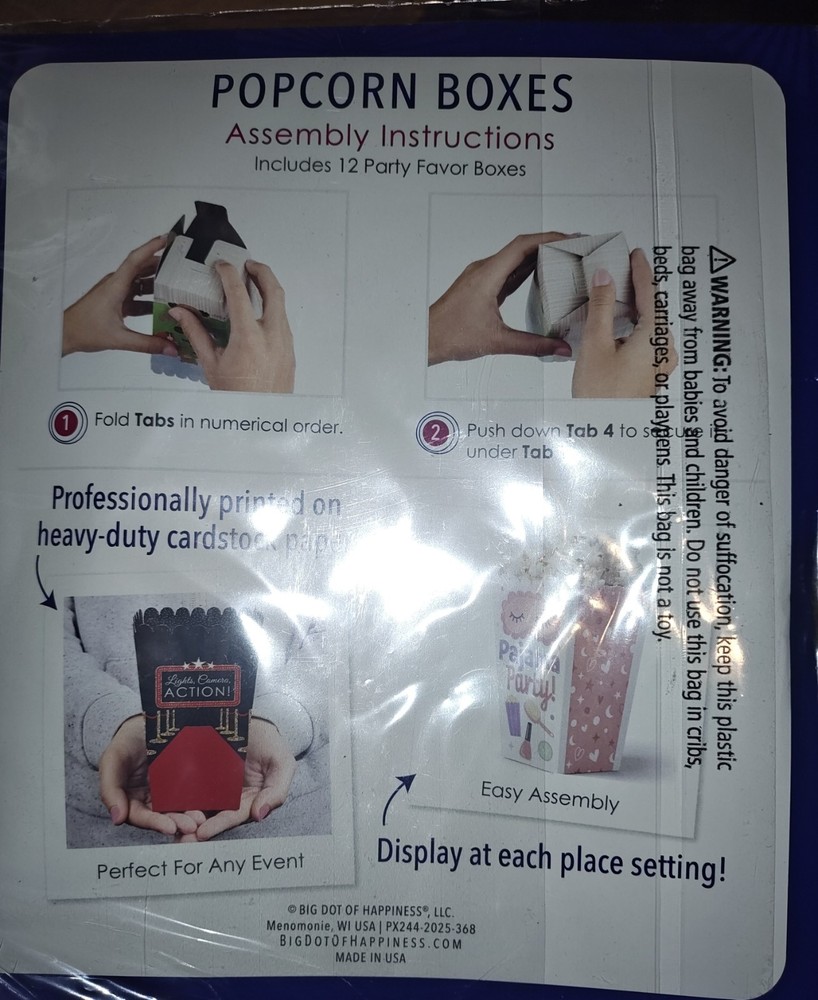 Big Dot Of Happiness Pop Corn Boxes 12ct