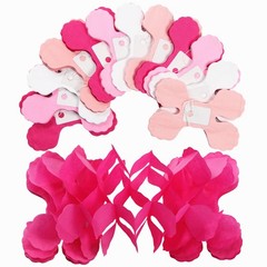 Rose-Red Pink-White Party-Decorations Streamers Garland – 157Ft Four-Leaf Clo…