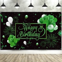 Happy Birthday Backdrop Banner – Large Fabric Photo Background for Parties
