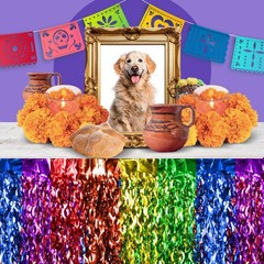Cinco de Mayo Decorations 2 Packs Fiesta Party Wavy Metallic Tinsel Foil
