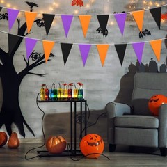 165Ft Halloween Pennant Banner Triangle Flags Halloween Party Hanging Decor