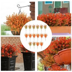 16 Piece Artificial Eucalyptus Flowers Set with Autumn Colors for Outdoors