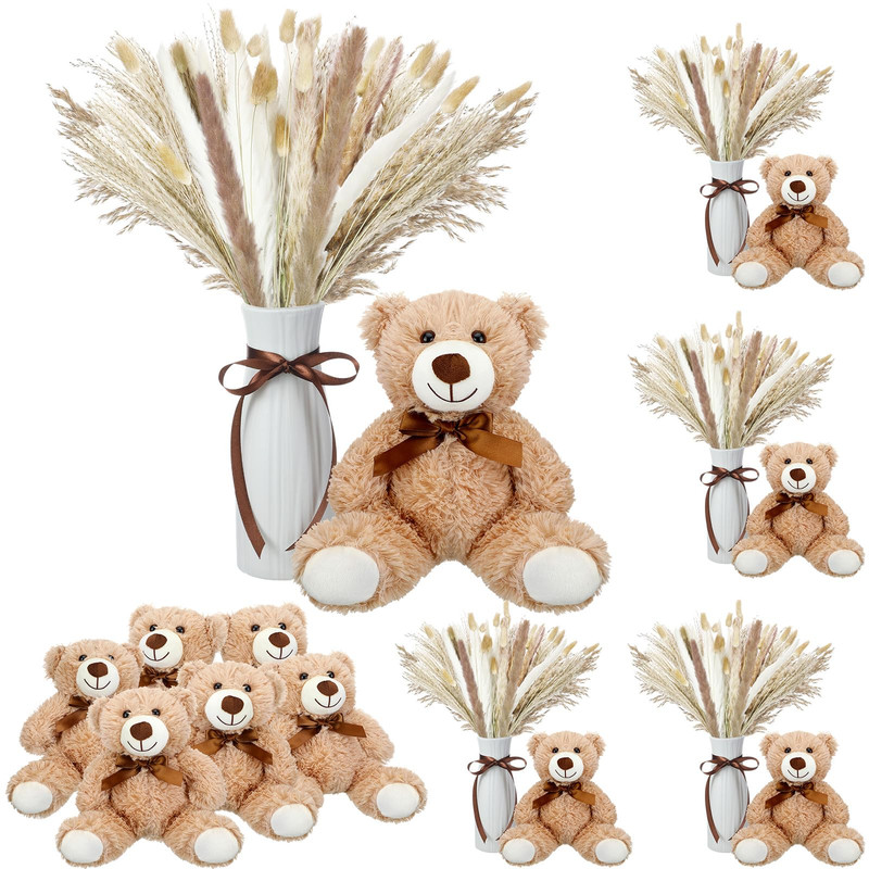 Relaxgiant 6 Sets 123 Pcs Bear Baby Shower Table Centerpieces Dried Pampas