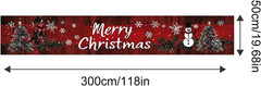 Merry Christmas Banner 118X20 Inches Rustic Red Wood Backdrop Snowflakes Snowman