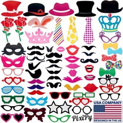 Photo Booth Props – 66 Piece Multicolor Kit – Fun Selfie Party Accessories – …