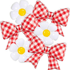 Red Bow Balloons Gingham Bows Balloons Red and White Christmas Decor Pizza Party