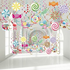 36 Pcs Candyland Party Decorations Candy Hanging Swirls Colorful Swirl Lollip…