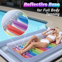 Inflatable Tanning Pool Lounger Float w/Reflective Base Electric Pump Include…