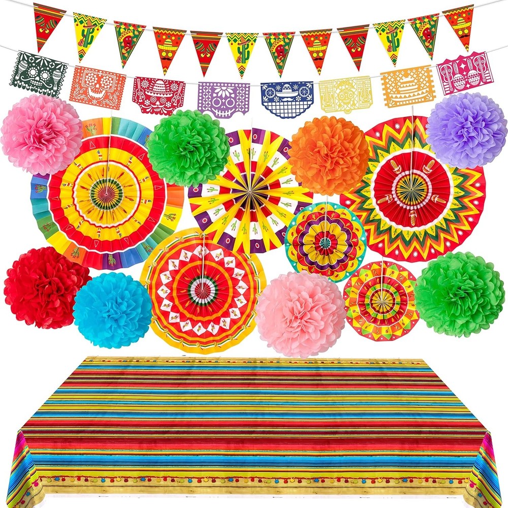35PCS Mexican Party Decorations Fiesta Themed – Cinco Mexican-themed Colors