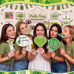 25pcs Pickle Bachelorette Photo Booth Props Last Funny Pickle Shell Ever Tick…