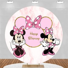 Popular Round Panel Minnie Mouse Backdrop Birthday Party background Decorations