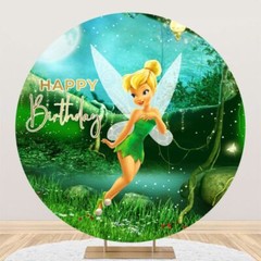 Round Tinkerbell Backdrop Girls Happy Birthday Party Photo Background Banner