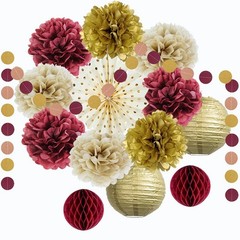 Maroon and Gold Graduation Decorations 2026 Burgundy Party Decorations Pom Po…