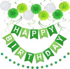 Happy Birthday Decorations Pack of 20, Pom Pom Tissue Swirl Garland Banner