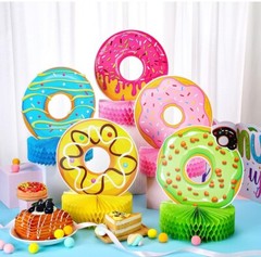 9 Pcs Donut Grow Up Honeycomb Centerpieces for Donut Birthday Party Decoratio…