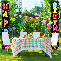 Happy Birthday Banner Colorful Polyester Indoor Outdoor Party Decor 11.81X70.87″