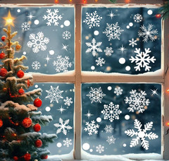 320 Pcs 10 Sheets Christmas Window Clings, Stickers, White