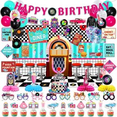 50s Retro Diner Birthday Party Decorations, 1950s Sock Hop Party Decoration D…