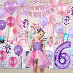 6th Pink Purple Decorations,Pink Purple 6th Balloons for Girls Lavender Party…