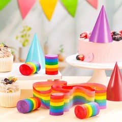 5 Rolls 165 FT Rainbow Crepe Paper Streamers 2.4 Inch Wide Colorful Party