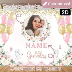 1pc 2D Personalized Party Banner Theme Custom Name Photo Backdrop Decor❀