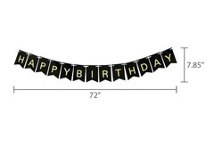 Black/Gold Happy Birthday Flag Banner, 6′, by Way To Celebrate