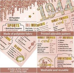 Turypaty 80th Birthday Decorations for Women Back in 1944 Banner, Pink Rose Gold